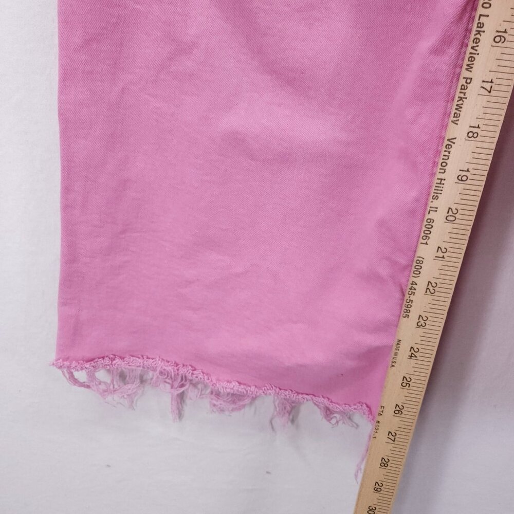 Zara Pink The Marine Flare Stretch Wide Leg Raw Hem High Rise Jean Size 4 - Picture 7 of 16